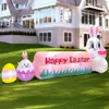 Easter Bunny Arch Home Home ao ar livre decoração inflável Dinosaur Rabbit Egg Decorações Construa em LED Light Diy Garden Party Prop 240322