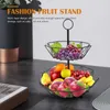 Servis uppsättningar förvaringskorg 2 Tier Fruit Iron Tiered Serving Tray för köksbänksdessertvisning