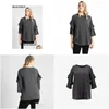 Womens Plus Size T-Shirt Ruffle Sleeve Summer Spring Top Women Three Quarters Loose Cott Female Large Blouse 6Xl 7Xl 8Xl T0Ky Drop Del Dhvpw