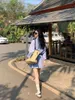 Casual Dresses 2024 Female Korean Fashion Striped Long-sleeved Blue Shirt Dress Women Summer Slim Skirt Outdoor Clothes