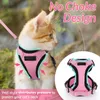 YOKEE Soft Mesh Small Cat Harness and Leash Set Adjustable Vest Escape Proof for Pet Kitten Easy Control Reflective Puppy Dogs 240326