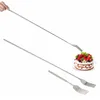 Forks Creative Stainless Steel Extendable Fork Dinner Fruit Dessert Long Cutlery BBQ Kitchen Dinnerware