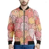 メンズジャケットかわいい漫画豚のグラフィックジャケット3Dプリント動物ジッパーカジュアルスプリングコート秋のジップアップボンバースウェットシャツ