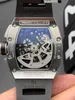 Regardez le mouvement en céramique de mouvement suisse de qualité supérieure avec diamant nouveau chronographe RM1103 kvmovement miroir en verre cristallin Titanium pour faire le caoutchouc