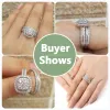 Rings Newshe 2pcs trouwringen voor vrouwen Solid Sterling Sier Engagement Ring Bridal Set 1.6ct Halo Round Cut AAAAA Zirkon