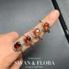 Cluster Anneaux Garnet Natural Garnet Stone Ovale Femme Fine Bijoux fait à la main pour les femmes Gift Multicolor Vintage Style