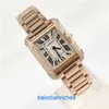 Relógios de luxo Tank de Carters Watches Carters Tank Series WT100002 Quartz Movement Watch 18K Rose Gold e Diamond Luxury Casual feminino WATC FN12PV