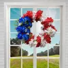 Decorative Flowers Red White Blue Wreath Festival Garland Decoration Memorial Day Holiday Patriotic