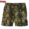 Sommar 3D kamouflage tryckt mens shorts rolig mode casual personlighet cool naturliga landskap strand shorts simning stammar 240402