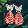 Boucles d'oreilles pendantes Soramoore luxe papillon grande goutte pleine zircone cubique pour les femmes de mariée mariage à la mode de haute qualité
