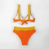 Kadın Mayo Seksi Seksi Push Up Mayo Bikini Set Kusursuz Yüksek Bel Mayo Kadın Blok Renk Mayo Bikini Mayo Bikini Mayo J240403