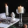 Kandelhouders Noordse transparante kristal lange glazen houder romantische bruiloft centerpieces voor tafel kaarslicht diner po rekwisieten