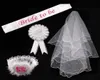 Fengrise Hen Decor Braut zum Schärpenabzeichen sexy Strumpfband weiße Schleier Brautdusche Bachelorette Hochzeitsfeier 2551033