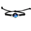 Charm Armbänder modische handgemachte verstellbare Lederschwarze Seilkette Luminous 12 Sternbilder Zodiakschilder Perlen Barm Schmuck f Dhweo