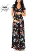 Kleid für schwangere Frauen, modischer Stil, bedruckter Gürtel, Stillen, kurze Ärmel, Frühling/Sommer, langes Kleid 240321