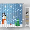 Douchegordijnen Happy Snowman Christmas Curtain Snowflake Santa Claus Jaar Gift Badkamer Waterdicht Bad Home Decor met haak