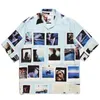 T-shirts masculins Été Nouvelle plage décontractée Shirt Hawaiian Mens Wacko Maria Davide Sorrenti Portrait Print Sleeves Breassive et confortable J240402