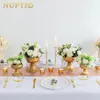 Vases Nuptio Gold For Centerpieces Wedding - 10 Pcs 6.5in Height Metal Urn Planter Elegant