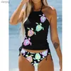 Costumi da bagno femminile da bagno costume da bagno cocco coccodrillo spazzolato cinghia set di tankini abito da spiaggia per estate carini costumi da bagno da bagno sexy bikini y240403