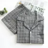 Home Clothing KISBINI Women Men Plaid Pajamas Set Autumn Spring Long Sleeve Pure Cotton Soft Women's Homewear Grey Female Pyjamas Pjs