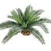 Flores decorativas 45 cm grande ramificação artificial de palmeiras Tropical Fake Cycad Plants plástico folhas de coco para casamentos de festa no jardim em casa