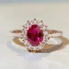 Cluster Rings 925 Silver Pigeon Blood Red Ring Women's Ruby Diamond 18K Gold Fashion Simple Versatile Wedding Jewelry