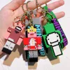 8 Designs Anime Game My World PVC Rubber Silicone keychain Cartoon World Mini Figure Doll Keychains Car Pendant Key Chains