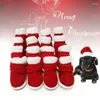 Odzież dla psów 4PCS/Set Anti Slip Rain Boots Buty zimowe Santa Warm Pet Footue for Chihuahua Małe psy