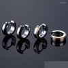Hoop Huggie Earrings Black Stripe Stainless Steel For Women Men Punk Drop Earring Jewelry Statement Delivery Otgce