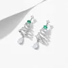 Boucles d'oreilles en peluche fxlry élégants gouttelettes d'eau étoiles en zircon incragée arbre de Noël délicat pour les bijoux de fête des femmes