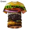 T-shirt maschile nuove magliette da uomo 2023 Maglietta da stampa 3D Hamburger Fritta Fritta Donut Egg Funge Food T-Shirt Summer Leisure 2443