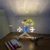 USB LED Night Light Acrylic Message Note Board Lamp With Bracket Erasable Children Drawing Board Kids Gifts Bedroom Night Lamp 240402