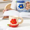 Tasses 320 ml kawaii tasse à café avec poignée tasse d'eau maison en enfilé mignon girl milk tass couvercle céramique doinware cadeaux créatifs