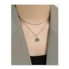 Smycken s'steel koreanska halsband för kvinnor sterling sier designer labradorite hängen halsband colar prata smycken