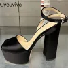 Stövlar Glitter Crystal Platform Sandaler Kvinnor Ankel Rem Super Chunky Heel Gladiator Sandaler Peep Toe Party Brand Shoes Woman 2022