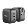 Minix Neo P1 66W 3-Port Turbo Gan Wall Ladegerät USB-C Schnellladeadapter USB-A-Stromadapter für MacBook iPhone Xiaomi Samsung