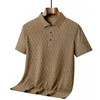 Herren Polos S Light Business kurzärmeliges Hemd 2024 Sommereis Seide Solid Farbe Einfacher lässiges All-Match High-End T-Shirt Drop Dh4Sy