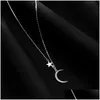 Chains 925 Sterling Sier Moon Pendant Necklace Woman Simple Clavicle Chain Shiny Zircon Collar Gift For Girls Exquisite Jewelry L23070 Dhp2I