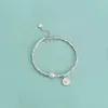 Charmarmband 925 Sterling Silver Pearls Bamboo Knots Armband för Women Girl Simple Korean Jewelry Birthday Present