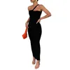 Robes décontractées Bodycon Long Robe Long Dames One épaule sans manches Backless MAXI Party Club Rucched