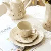 Koppar tefat cutelife blommor vintage keramik te kruka set dricka efterrätt mjölk kaffefat kök hem dekoration frukost