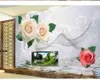 Papéis de parede vivos 3D papel de parede Rosa Reflexão de fundo de parede Mural Flor personalizada PO