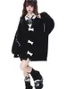 Deeptown Y2K Harajuku Black Surdimensia Femme Femmes grunge kpop gris tricot pull d'hiver Automne Hooded trickeat tops vestes 240323