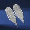 Stud Earrings Bling Zircon Rhinestone Claw Chain Luxury Exaggerated Ear Fashion Long Tassel Crystal Drop Dangle Earring Women