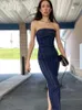 TRAF Dresses for Women Tube Top Elastic Tight Dress Summer Backless Sexy Evening Dresses Denim Midi Party Dress 240319