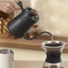 Los cafeteras se vierten espresso en un cuello hervidor de ganso de acero inoxidable, mango de madera de acero para la cafetería, hervidor de calatero de cafetera, accesorios de cafetería Y240403