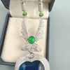 Colliers pendentiels Collection de concepteurs Collier de soirée Collier Zircon Synthétique Blue Agate plaqué Gol Couleur Green Perles Chaîne