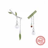 Orecchini pendenti 2024 925 argento sterling perla di bambù per le donne semplici gioielli di lusso con zirconi etnici design cinese orecchini a bottone