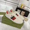 10A Free Shipping Designer Mens Italy Bee Ace Casual Shoes Women White Flat Leather Shoe Green Red Stripe Embroidered Couples Trainers Sneakers Size 35-45 S04