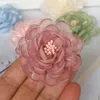 Dekorative Blumen 10pcs/Los 5,5 cm handgefertigtes Organza Chiffon Stoff künstliche Gaze Blume Hochzeitskleid Hüte Stirnband Brosche DIY Home